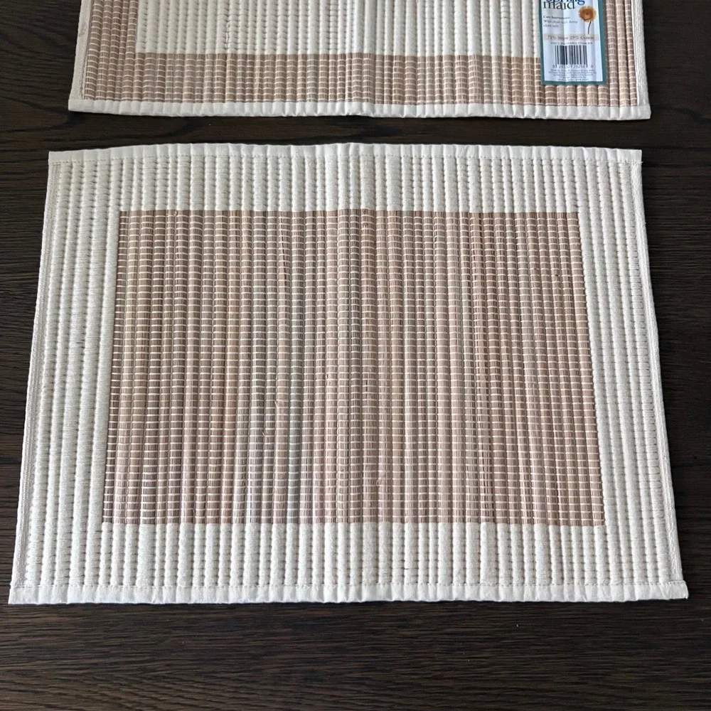 Springmaid Straw Cotton Placemats Set of 4 Natural Tan Rectangular 18